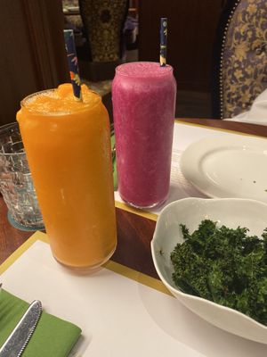 Smoothies and Kale chips  at Cultivate Cafe in Central Singapore