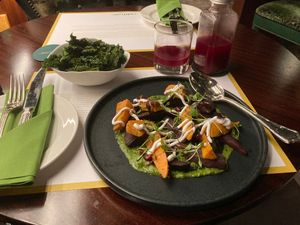 Roasted kale (above), Japanese sweet potato (main) at Cultivate Cafe in Central Singapore