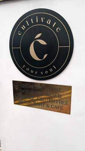 Sign outside at Cultivate Cafe in Central Singapore