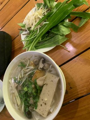 Tofu and vegetable pho  at Tinh Quan in Hue