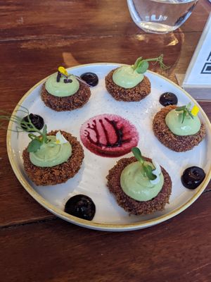 Beet aloo tikki - Starter - Beetroot dish - hot and cold. So good! at Késarum in Southampton