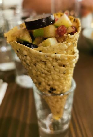 Mini masala appalam 'cornetto' at Késarum in Southampton