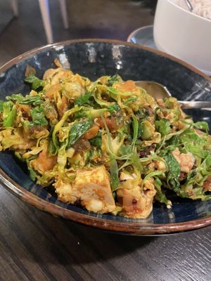 Brussels Sprouts-Tofu Foogath  at Lehja in Richmond