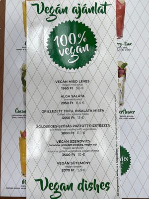 Vegan dishes  at Leroy Bistro in Budapest