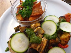 Roasted vegetables with potatoes at Mariposas in Marseille