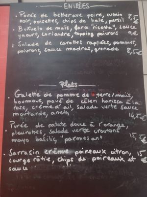 The menu that night at Mariposas in Marseille