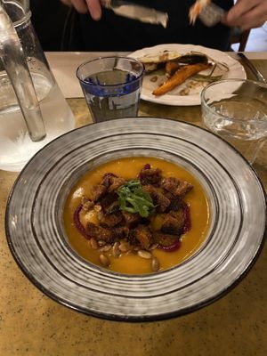 Butternut soup, Delicious:)  at Mariposas in Marseille