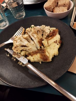 Cauliflower with mashed potatoes. I already ate sth before remembering to take this picture at Mariposas in Marseille