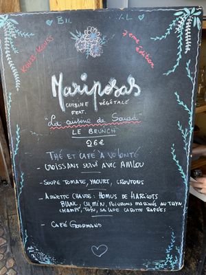 Sunday brunch fixed menu 15/9/24  at Mariposas in Marseille