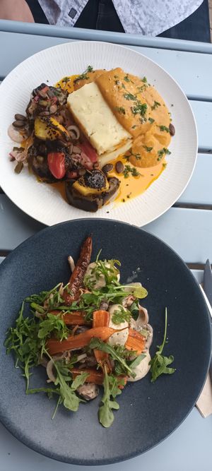 Mean meals, one is tofu potato, the other is veggies. Both their sauces are yummy at Mariposas in Marseille