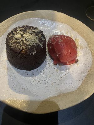 Dessert: chocolate cake  at Mariposas in Marseille