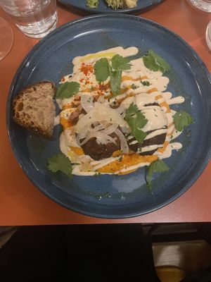 Creamy sauce to soak up with the bread in the main course.  at Mariposas in Marseille