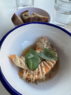Melon with cashew sauce   at Mariposas in Marseille