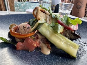 “Marinated tofu with some veggies"  at Mariposas in Marseille