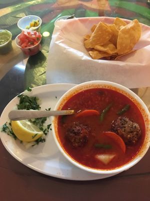 Half order of albondigas soup at El Papagayo in Carmichael
