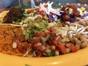 Cauliflower tacos and ample sides at El Papagayo in Carmichael