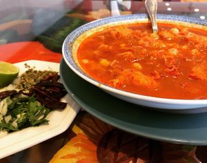 Vegan Menudo with the fixings at El Papagayo in Carmichael