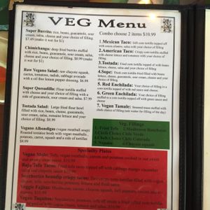 Vegan menu! at El Papagayo in Carmichael