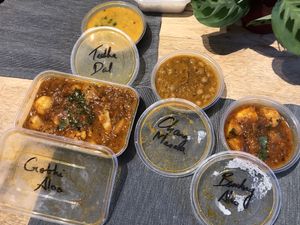 All the vegan mains (in the side serving size where available). Around £27 with rice    at Bikanos Indian Cuisine in Bath