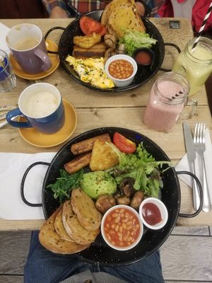 Veggie version almost the same as the vegan (on bottom) at Dulce Coffee and Kitchen in East London