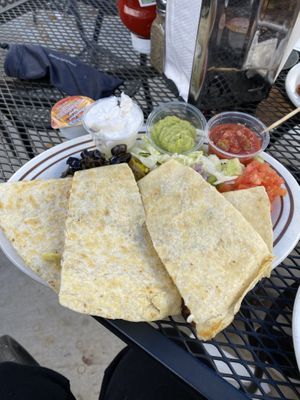 Vegan quesadilla breakfast - that sour cream was not normal vegan sour cream. Super sweet    at Mattie's Diner in Charlotte