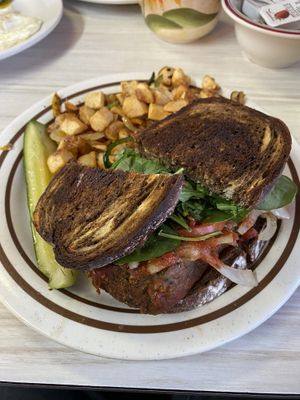 Vegan meatloaf sandwich  at Mattie's Diner in Charlotte