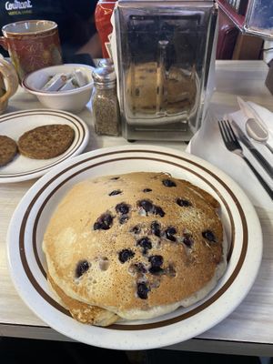 Vegan flapjacks and vegan breakfast meat   at Mattie's Diner in Charlotte