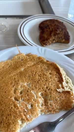 Plain pancakes and sausage   at Mattie's Diner in Charlotte