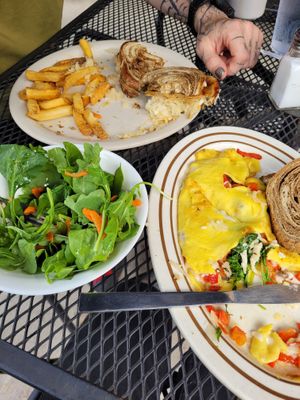 Vegan reuben and vegan omelet at Mattie's Diner in Charlotte