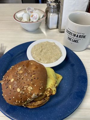 Second trip to Mattie’s! Excellent breakfast sandwich with oatmeal and great coffee .  at Mattie's Diner in Charlotte