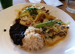 Asian tacos with seitan  at Body Cafe in Santa Fe