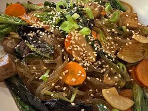 GF Sweet Potato Noodles with Tofu at Body Cafe in Santa Fe