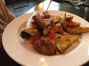 cashew 'tuna' and curry potatoes at Body Cafe in Santa Fe