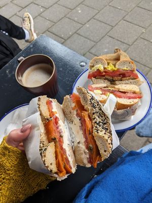 Vegan salmon en blt bagel at Flo's Appetizing in Amsterdam