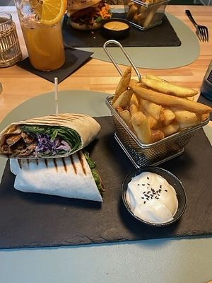Gyros wrap and fries   at Ma'Rinas - Veggiezz in Karlsruhe