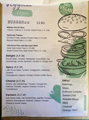 Menu page at Veggiezz at Ma'Rinas - Veggiezz in Karlsruhe