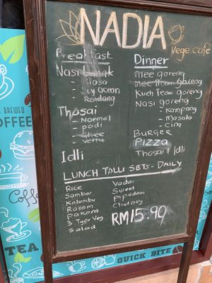 Menu outside  at Nadia Vege Cafe in Kuala Lumpur