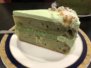 Vegan pandan cake  at Nadia Vege Cafe in Kuala Lumpur