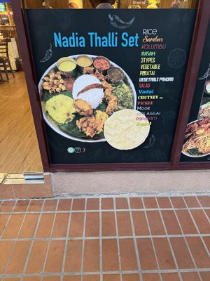 Thali promotion outsidee  at Nadia Vege Cafe in Kuala Lumpur