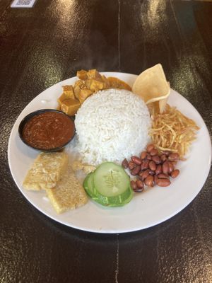 Nasi lemak with Chicken  at Nadia Vege Cafe in Kuala Lumpur