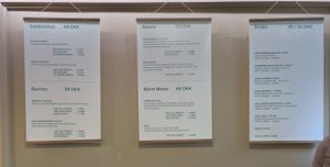 The menu  at Vital Foods in Copenhagen