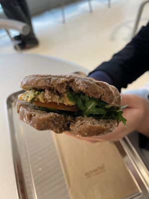 Chickpea smashed sandwich (59 kr)  at Vital Foods in Copenhagen