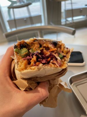 Black bean sweat potato burrito (69 kr.)  at Vital Foods in Copenhagen