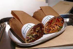 Mushroom Mince + Jackfruit Chipotle Burritos (Half of each) at Vital Foods in Copenhagen