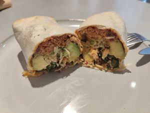 Jackfruit burrito (with added avocado) at Vital Foods in Copenhagen