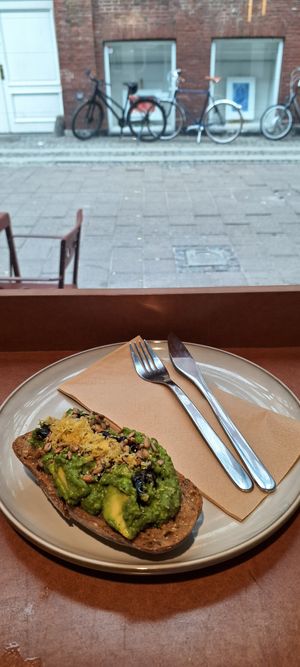 Peas and avocado toast at Vital Foods in Copenhagen