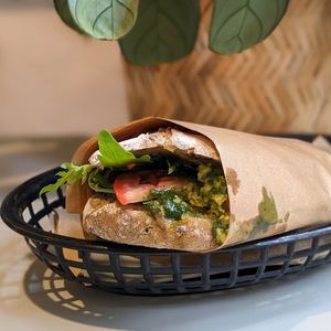 Vegan Chickpea Smash Sandwich at Vital Foods in Copenhagen