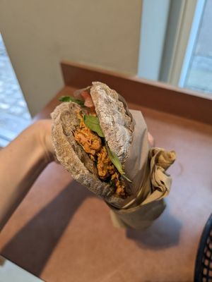 Jackfruit sandwich at Vital Foods in Copenhagen