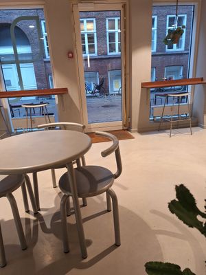 Seating area #Veganuary at Vital Foods in Copenhagen