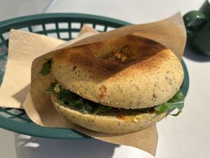 Tofu egger bagel  at Vital Foods in Copenhagen